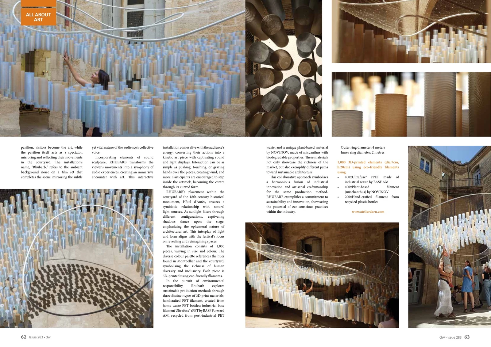 Pages 62–63 of Designing Ways focusing on RHUBARB’s materials