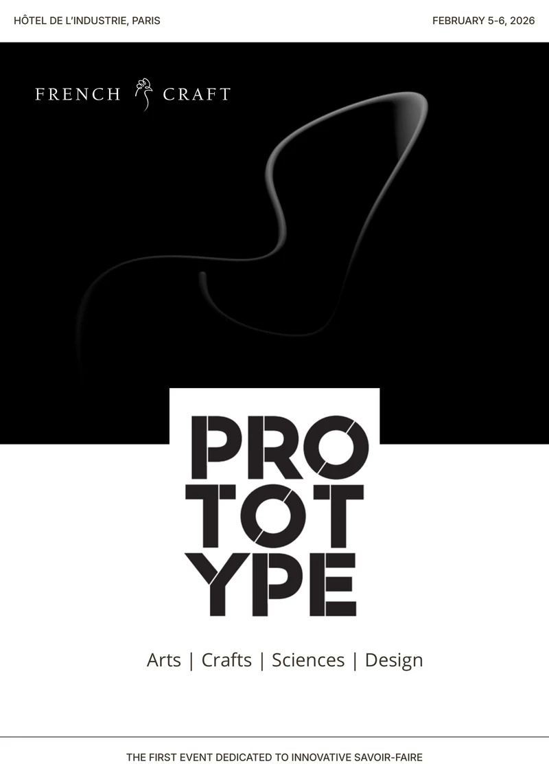 Cover of the PROTOTYPE #1 catalogue, the first Paris event dedicated to innovative savoir-faire, in February 2026