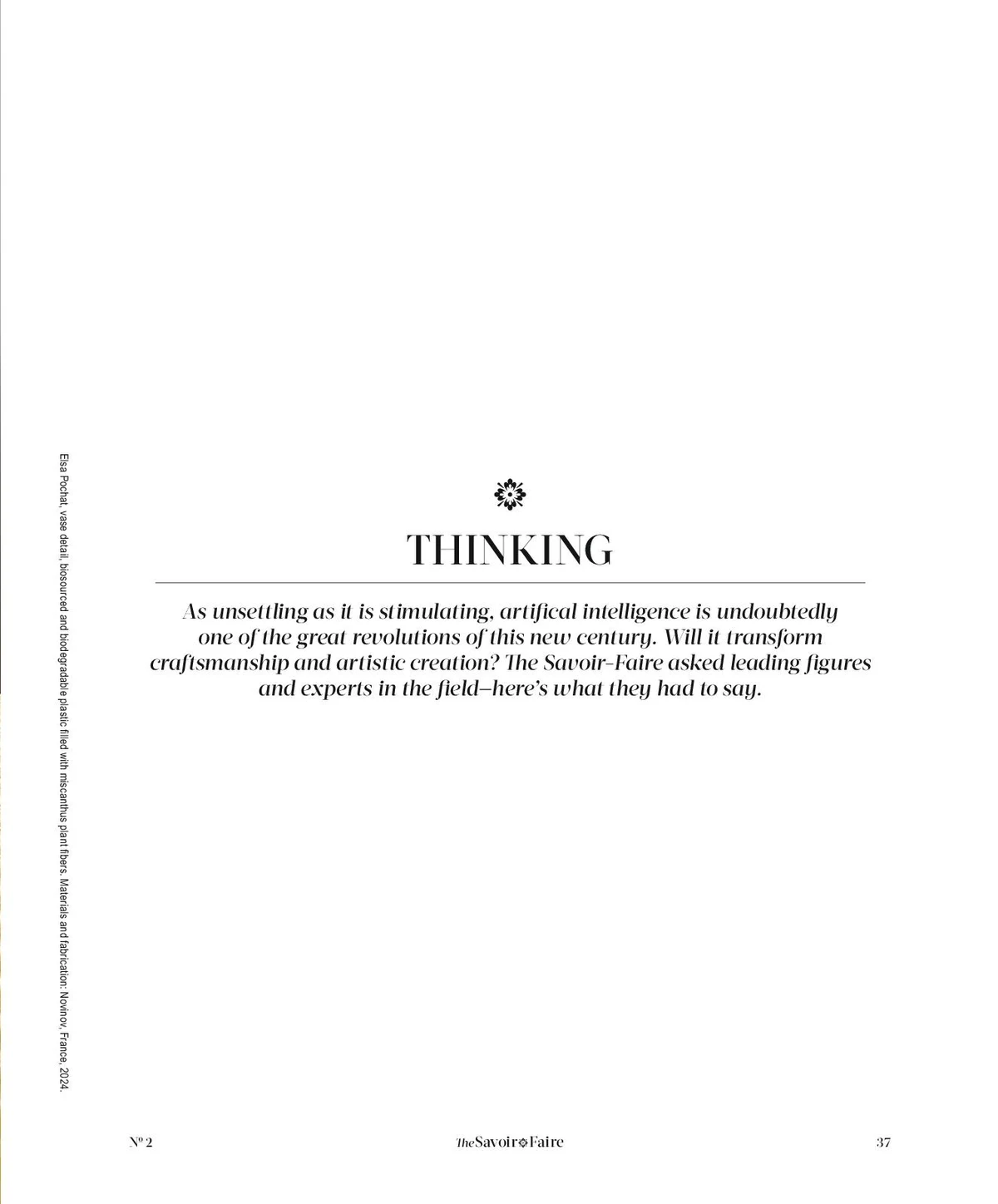 Page 37 of The Savoir-Faire opening the section entitled “THINKING”